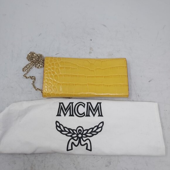 MCM Patricia Embossed Crocodile Yellow Crossbody Wallet Bag= - Picture 3 of 9